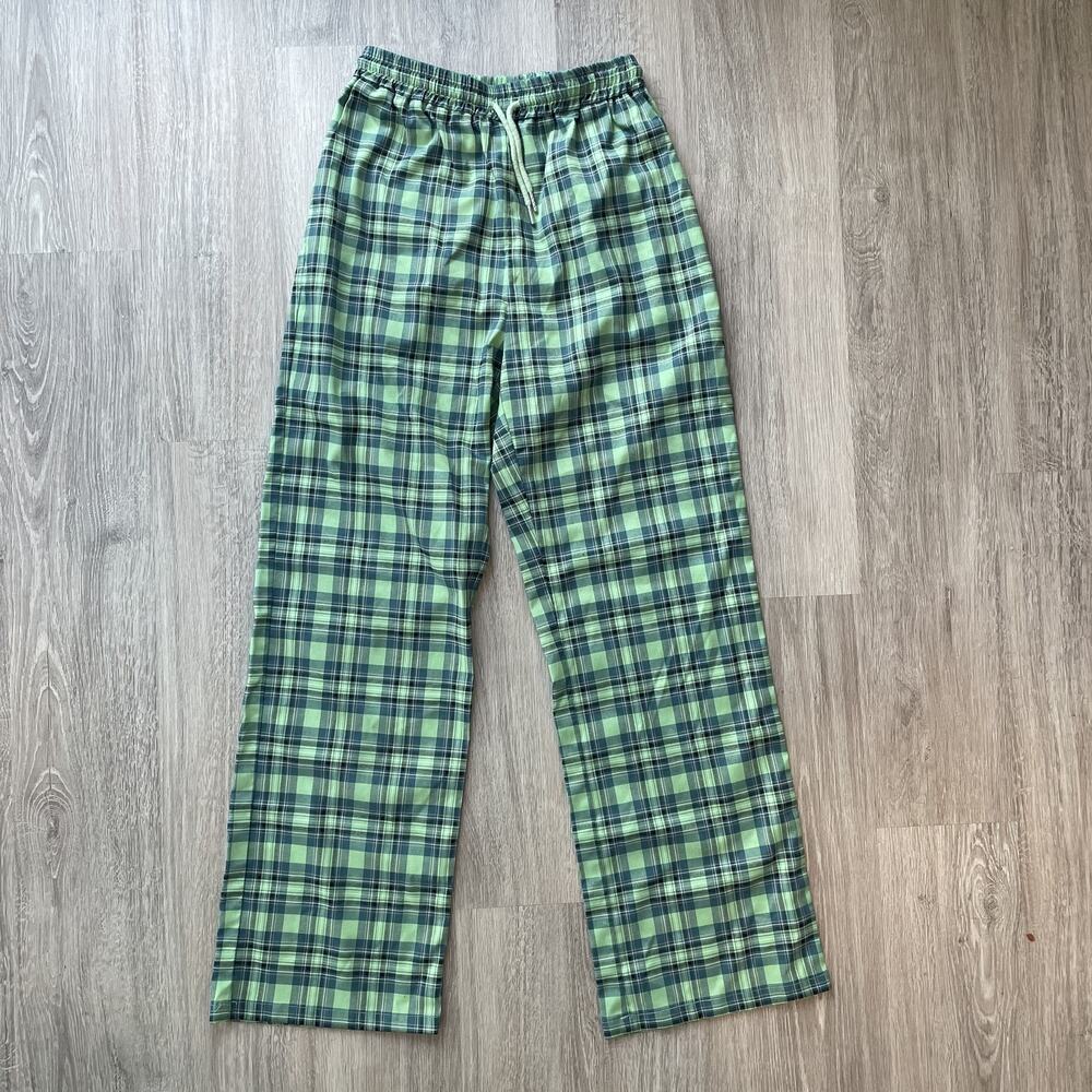 Chuu Women's Plaid Wide Leg Pants Green Aesthetic Y2K Size 8